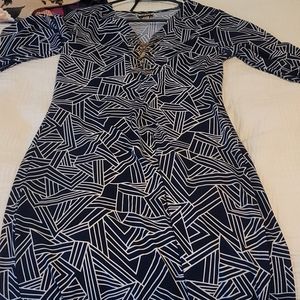 Navy geometric chain dress